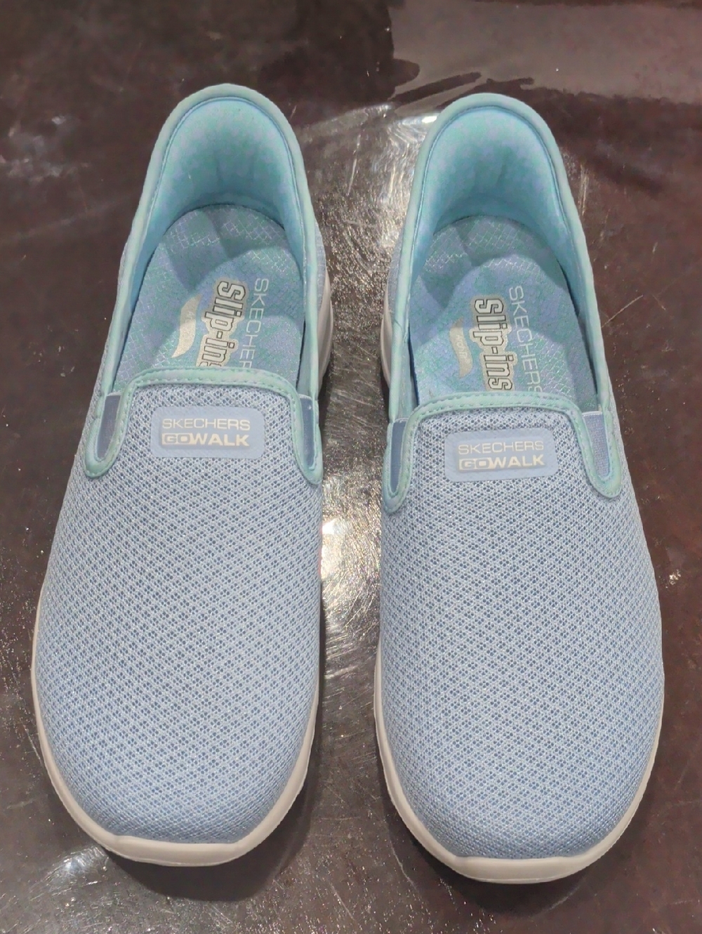 Skechers Light Blue Slip-On GOwalk Sneakers Women - Picture 1 of 9